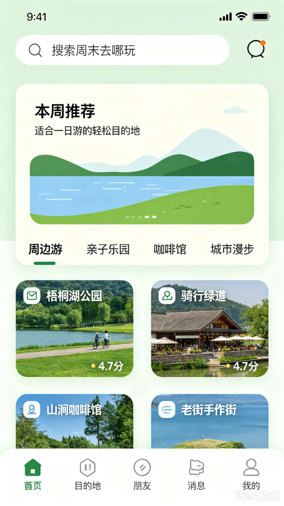 体验周末 App 首页推荐